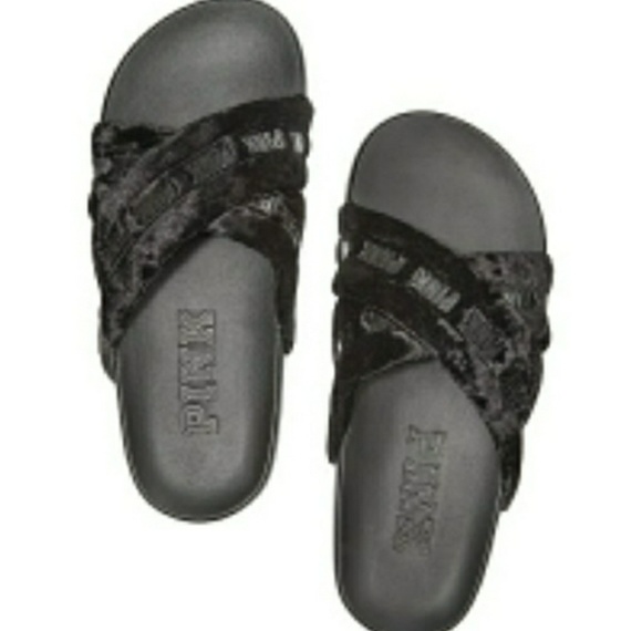 black velvet slides